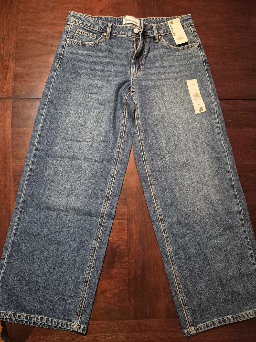 Women's Mid Rise Wide Leg Blue Jeans